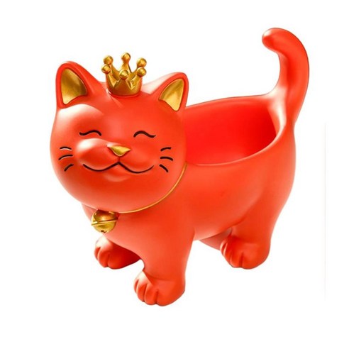 크리 에이 티브 장식 스토리지 상자 디스플레이 장식 고양이 조각 입상 홀더 수지 장식 동물 베란다 데스크탑, 빨간색, {"수건소재":"수지"}