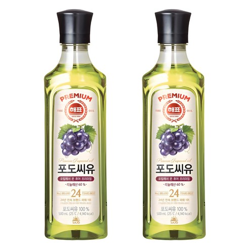 해표 포도씨유, 500ml, 2개