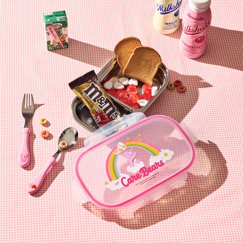 케어베어 간식 유아동도시락, 핑크, 1개
