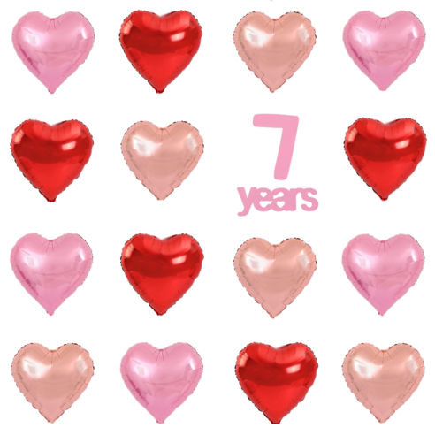 파파 파티 하트 풍선 세트 기념일 생일 포토월 DIY, 1세트, 레드6/핑크6/로즈골드6 + 7years