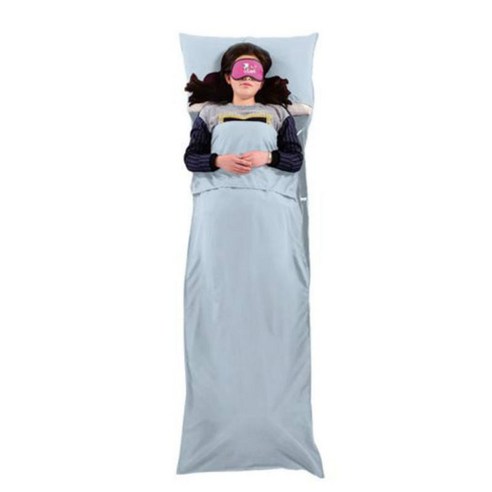 휴대용 침낭 라이너 경량 야외 여행 캠핑 배낭 하이킹 시트 캐리 스토리지 팩, S, 코튼, 실버