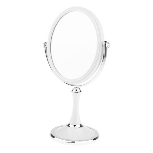 6 '''' 양면 메이크업 화장 거울 360도 회전 화장 거울 스탠드가있는 일반 / 3X 확대 조리대 거울, 화이트, 유리