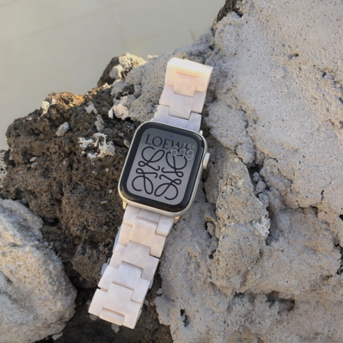 애플워치 화이트마블 스트랩 자개 펄 모던 여성 슬림 밴드 se 6 5 4 3 세대, 42mm