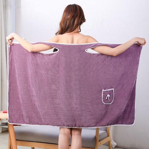 JS컴퍼니 여성 목욕 샤워가운 포켓형 XL, 퍼플, 1개