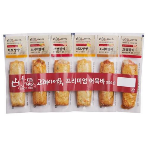 고래사 프리미엄 어묵바 520g(6입), 종이박스포장, 6개, 520g