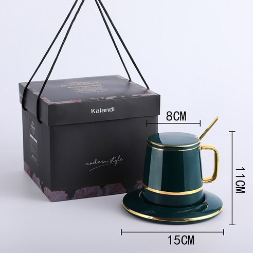 DFMEI.커피잔 세트요.Coffee cup set빈티지 오후 찻잔 북유럽 패밀리 레스토랑 도자기 잔 프놈펜 커피잔 세트입니다., 공작 파란색, DFMEI.380ml.