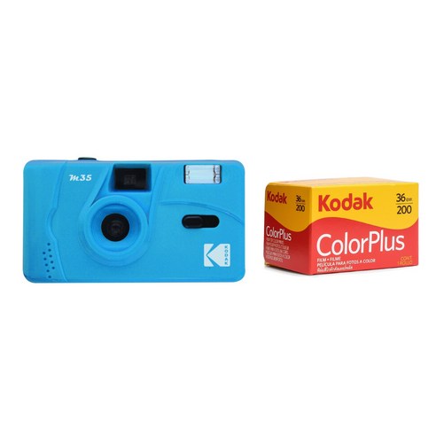 코닥 M35 필름카메라 + 코닥 컬러플러스 200/36 필름, 1세트, 블루