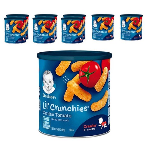 거버 릴 크런키 베이크드 콘 스낵 어린이곡물과자 42g, 가든 토마토(Garden Tomato ), 9개