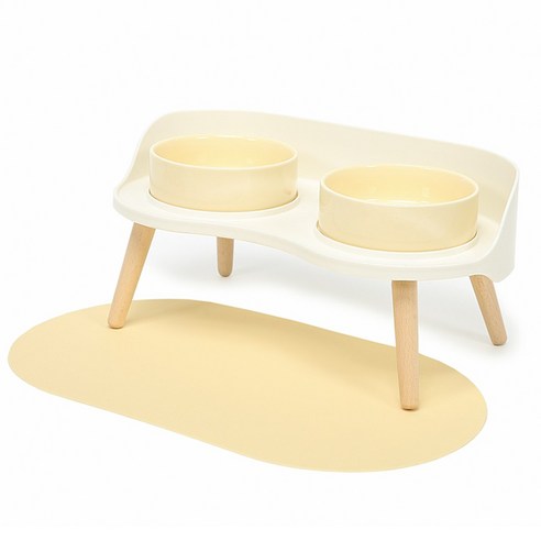 헬로우펫 라운딩 테이블 강아지 밥그릇 고양이 식기 식탁 애견 물그릇, 버터 옐로우, 10cm