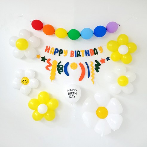 지에이엠 다양한 생일파티용품 세트 생일파티 파티용품 생일축하파티, 펠트 데이지세트-레인보우