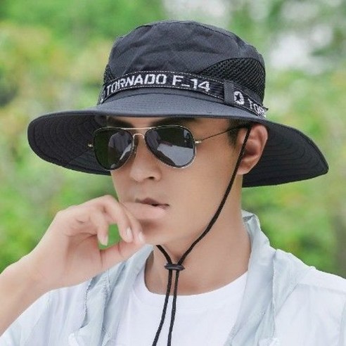 모자 남자 여름 처마 야외 낚시 어부 모자 얇다 통기 차양 모자 등산 태양 모자 습기 등산모자 남자 선캡, 9cm TRON 블랙