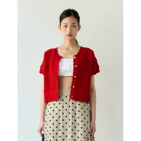 SIENNE Crochet Cardigan Red