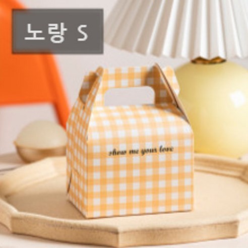 어썸 체크 답례품 선물 상자 쇼핑백, 노랑