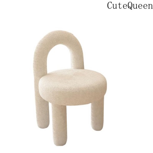 CuteQueen 귀여운여왕메이크업 체어 네일 의자 침실 럭셔리 화장대 의자, A1 양털 양털 의자 [핑크], 활동, 1개