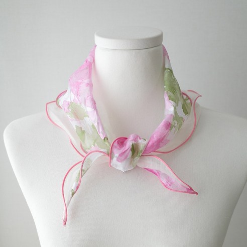 TheBiuret 플로럴 쁘띠 스카프 봄 여름 삼각 꽃무늬 텐셀 얇은 스카프