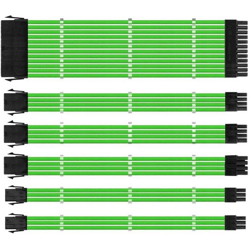 Xzante 슬리브 케이블 전원 공급 장치용 PSU 연장 케이블 키트 빗이 있는 광섬유 편조 ATX EPS PCI-E 30CM(녹색), 초록
