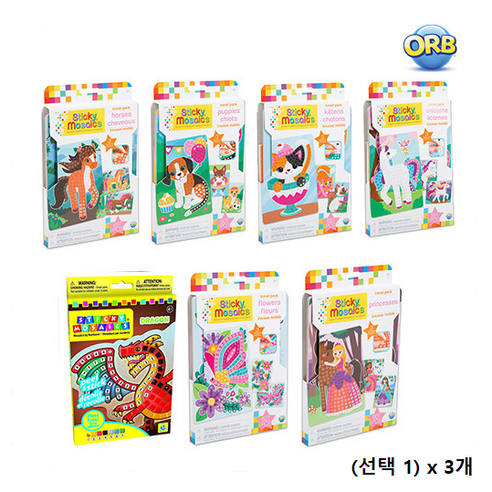 [ORB] 트래블팩 스티커 모자이크 7종 (선택) (3개입), 1개, 유니콘