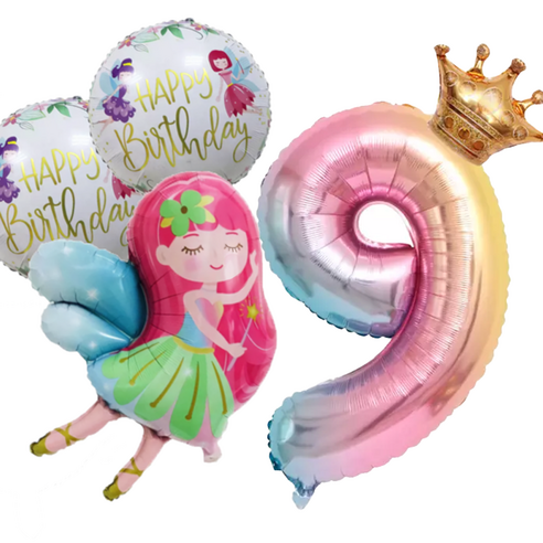 파파 파티 생일파티 숫자 풍선 세트, 2세트, 요정 9