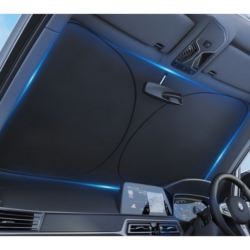 2024 최신 업그레이드 블루웨이브 차량용 앞유리 티타늄 원터치 햇빛가리개, 대형, 1개