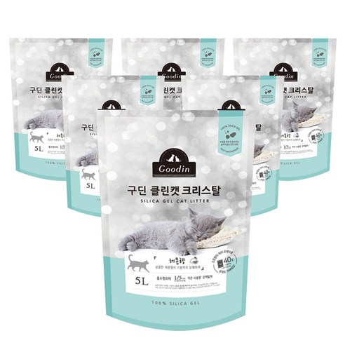 구딘 클린캣 크리스탈 고양이모래 레몬향 5L*6개, 30000ml, 6개