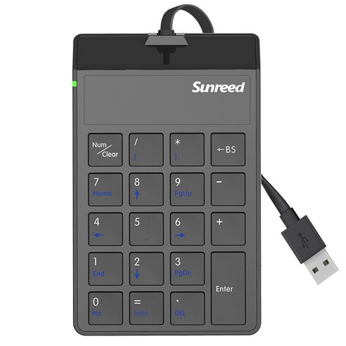 Xzante Sunreed 유선 숫자 키패드 Wwitch-Free 가위 풋 버튼 PC 노트북용 19 키 USB 인터페이스 블랙, 검은 색, ABS