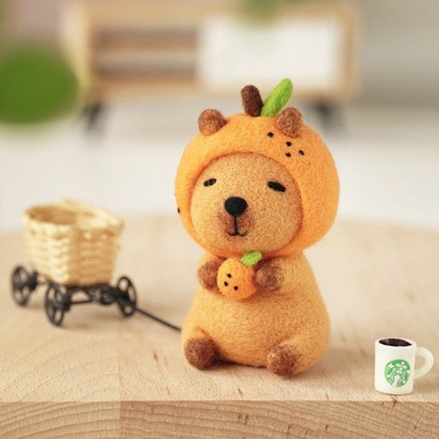 플리하비 카피바라양모펠트diy키트 니들펠트키트 카피바라키링키트 양모키트 카피바라인형, 1개, 귤카피바라