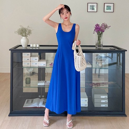 여름에도 섹시하게! 빅사이즈 미디 패션 브이넥 원피스로 통통한 허리 숨기기! 로로희 13 코코블랑 이지 맥시 나시원피스