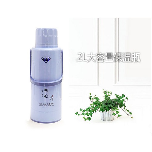 DFMEI 보온병 가정용 플라스틱 보온병 대용량 단열 냄비 유리 라이너 끓는 물병 보온병 대형, DFMEI 669 모델[블루 2리터], 600ml 줄무늬 냄비(깨지지 않음)(뚜껑 포함)
