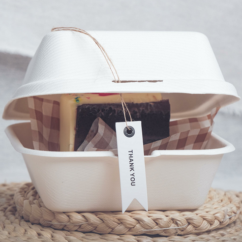 버개스패키지 펄프 햄버거용기 케익용기 디저트용기 B003, 화이트50개, 1개입