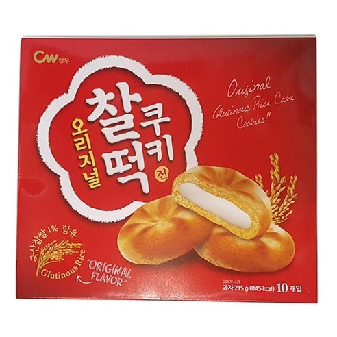 청우식품 찰떡쿠키 오리지날 215g 10개 사무실 어린이 과자 스낵 간식 찰떡 쿠키