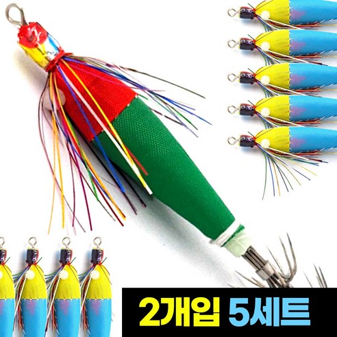 열린산업 열린에기 쭈꾸미 갑오징어 에기 세트 국방 닭새우 틴셀 추랑피싱, 1개, 틴셀 수박 2개(5세트)