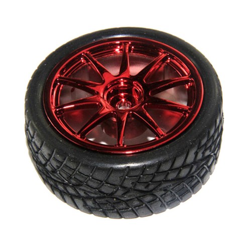 1PCS 너비: 1.06인치(27mm) OD 2.56인치(65mm) 스폰지가 있는 고무 타이어 휠, 레드