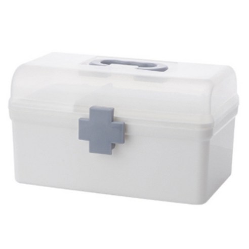 가정용 약 상자 응급 처치 간호학 보관 상자 가족 휴대용 다층 플라스틱 약, 작은, 하얀