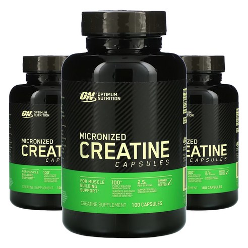 옵티멈뉴트리션 Optimum Nutrition Micronized Creatine 옵티멈 뉴트리션 미분화 일 수화물 크레아틴 캡슐 2500mg, 100정, 3개