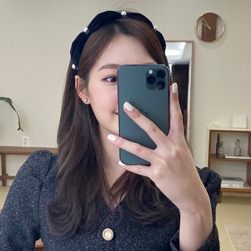 벨벳 샤링 진주 포인트 헤어밴드