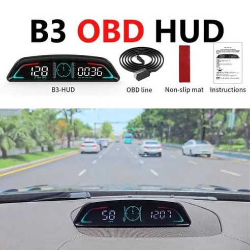 차량용 HD 스마트 HUD GPS 속도계 디지털 헤드업 디스플레이 시계 보안 알람 전자액세서리 OBD B3 G3, 2.G3 GPS HUD, 1개 tmaphud