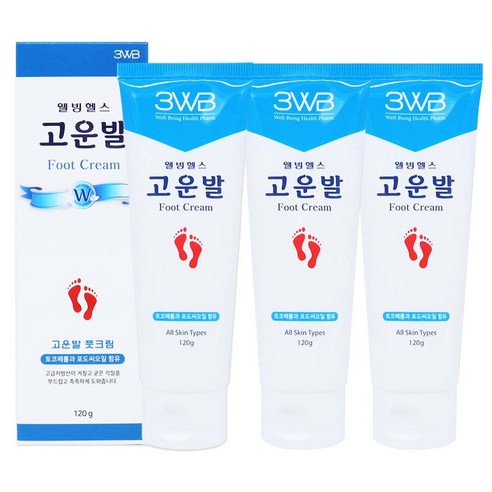 웰빙헬스 고운발 풋크림 120g 튜브형, 3개