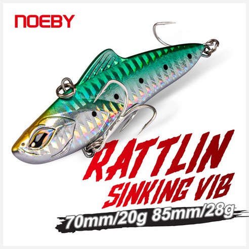 Noeby Rattling Sinking Fishing Lures 70mm 20g VIB Lipless Vibration Hard Bait for Pike Trout, 023
