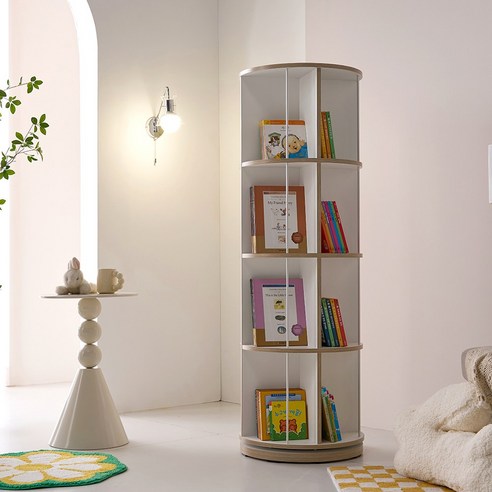 VONI 자작엣지 원형 회전책장으로 지혜와 아름다움이 깃든 공간을 창조하세요.