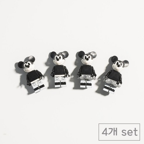 84x84 인테리어 레고 현관문 냉장고자석 마그네틱, 블랙미키미니4p