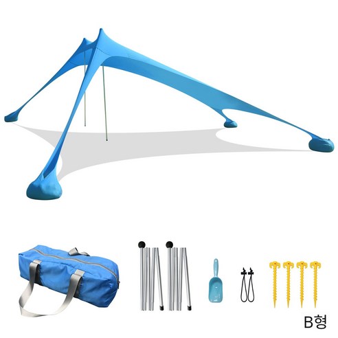 비치 텐트 라이카 잔디 선탠 선루프 아웃도어 낚시 캠핑 텐트 미디엄 2-8명 300*300*200cm, SKU-01-B-푸른 blue