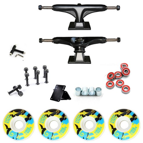 Xzante 52Mmx30Mm 스케이트 보드 바퀴 및 5인치 트럭 베어링 하드웨어 고무 가스켓 95A 인쇄 PU 바퀴 C, 검은 색