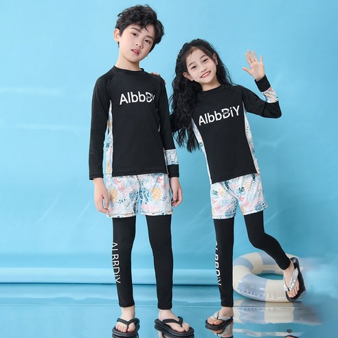 아동 긴팔 래쉬가드 반바지 레깅스 상하의세트 긴팔+반바지+레깅스 쓰리피스