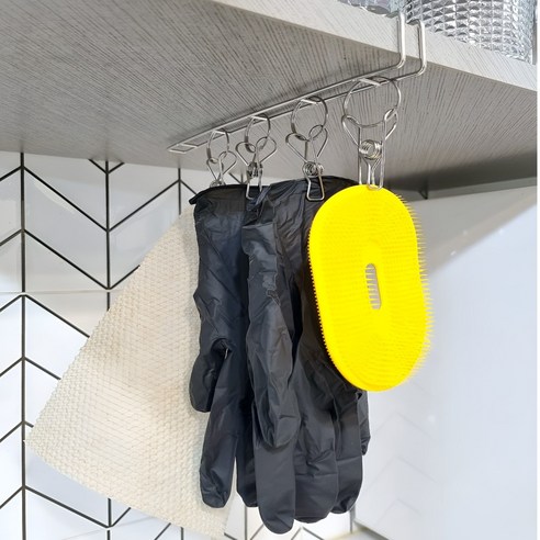 별빛마켓 주방 상부장걸이 집게, 1세트, 그레이(1+1)