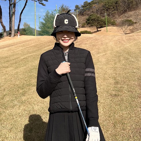 MM스포츠에서 제공하는 여성 겨울 골프 방풍 바람막이 니트 패딩 자켓