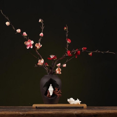 DFMEI Zisha Zen 꽃병 세라믹 수경 꽃꽂이 거실 가정 장식 티 테이블 작은 꽃꽂이 수예, 색깔7