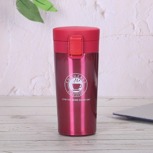 ZZJJC 아이디어 보온병 아이디어 텀블러 아웃도어 보온병, 로즈레드, 380ml