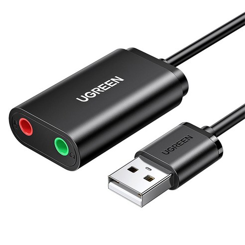 유그린 USB 사운드카드 어댑터 외장형, 30724(블랙)
