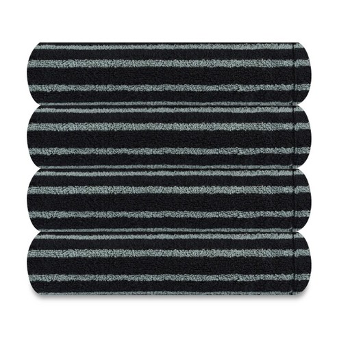 송월타올 스트라이프 줄무늬 수건 220g 570GSM, 4개, 블랙
