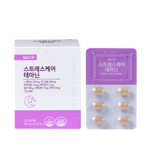 (뉴욕약방) 식약처 인정 스트레스 긴장완화 세로토닌 L테아닌 250mg 영양제 약 1개월분, 1개, 60정